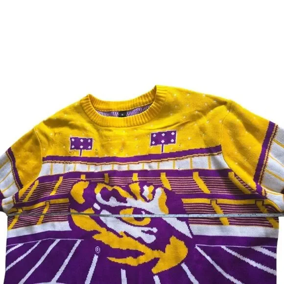 LSU Tigers Bluetooth Light Up Ugly Christmas Sweater SZ XL Louisiana State